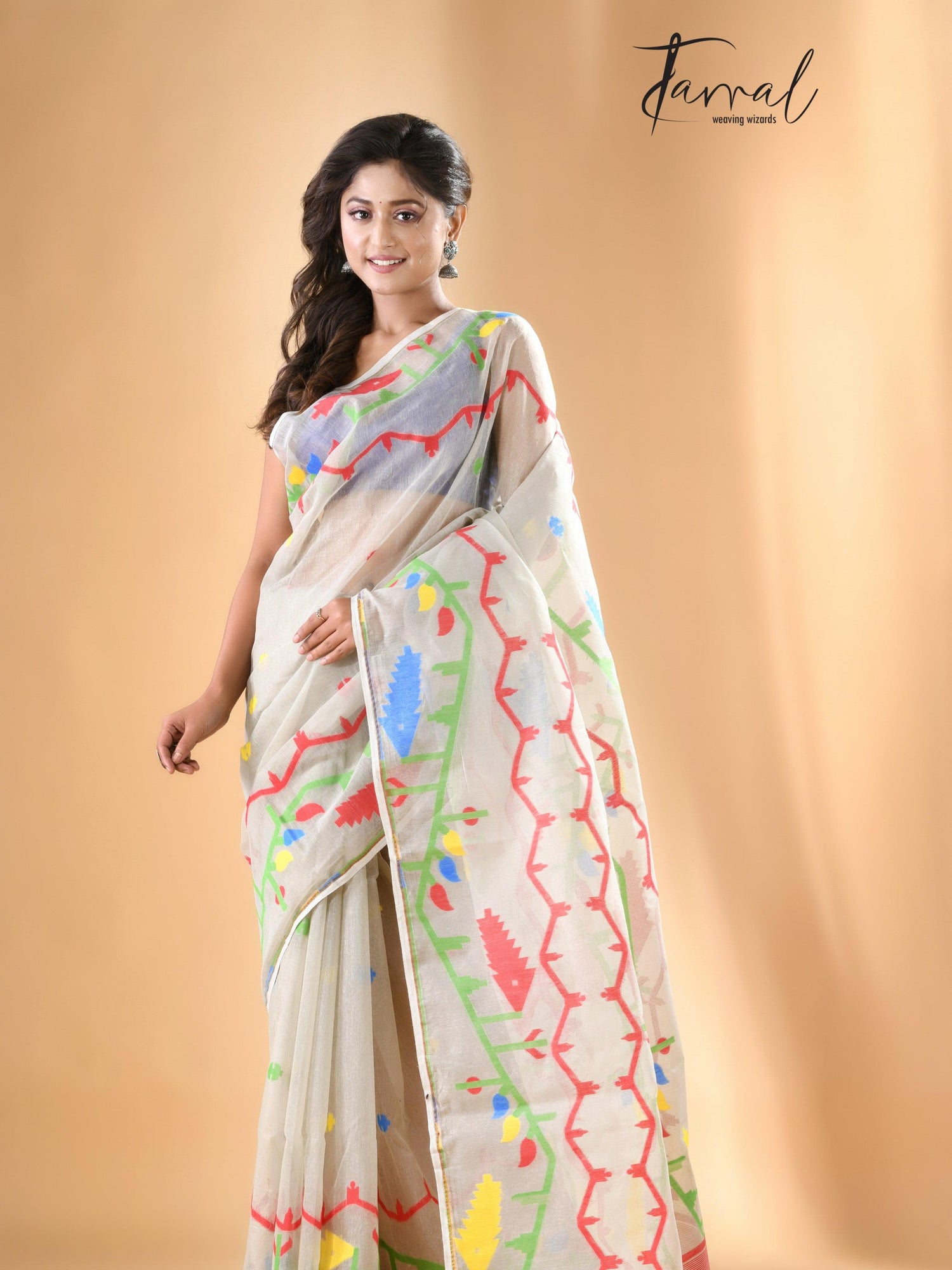 jamdani saree, jamdani, handloom, handwoven, saree, silk, dhakai, weaving, kolkatasaree, tamalboutique