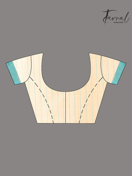 Light beige pure Tussar silk handwoven jamdani saree blouse