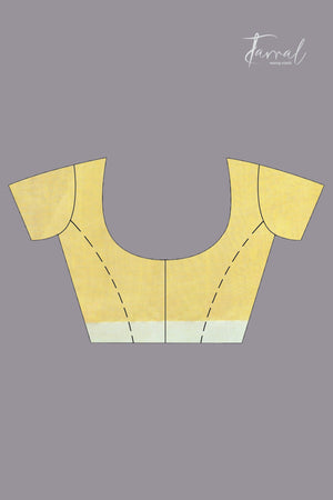 Light lemon yellow pure organza silk handwoven jamdani saree blouse