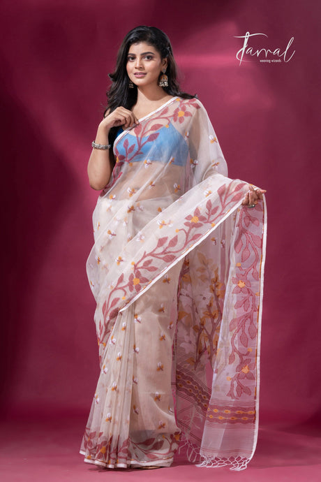 jamdani saree, jamdani, handloom, handwoven, saree, silk, dhakai, weaving, kolkatasaree, tamalboutique