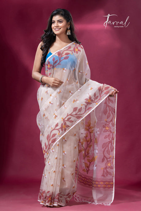jamdani saree, jamdani, handloom, handwoven, saree, silk, dhakai, weaving, kolkatasaree, tamalboutique