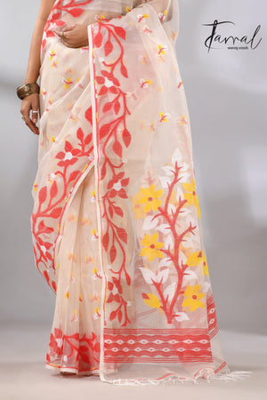 jamdani saree, jamdani, handloom, handwoven, saree, silk, dhakai, weaving, kolkatasaree, tamalboutique