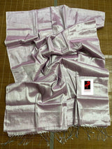 Light pink tissue handloom saree with blouse piece - Tamal Boutique