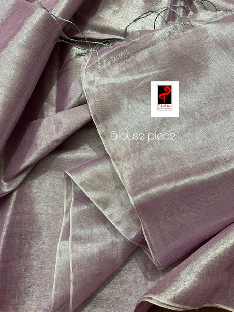 Light pink tissue handloom saree with blouse piece - Tamal Boutique