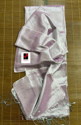 Light pink tissue handloom saree with blouse piece - Tamal Boutique