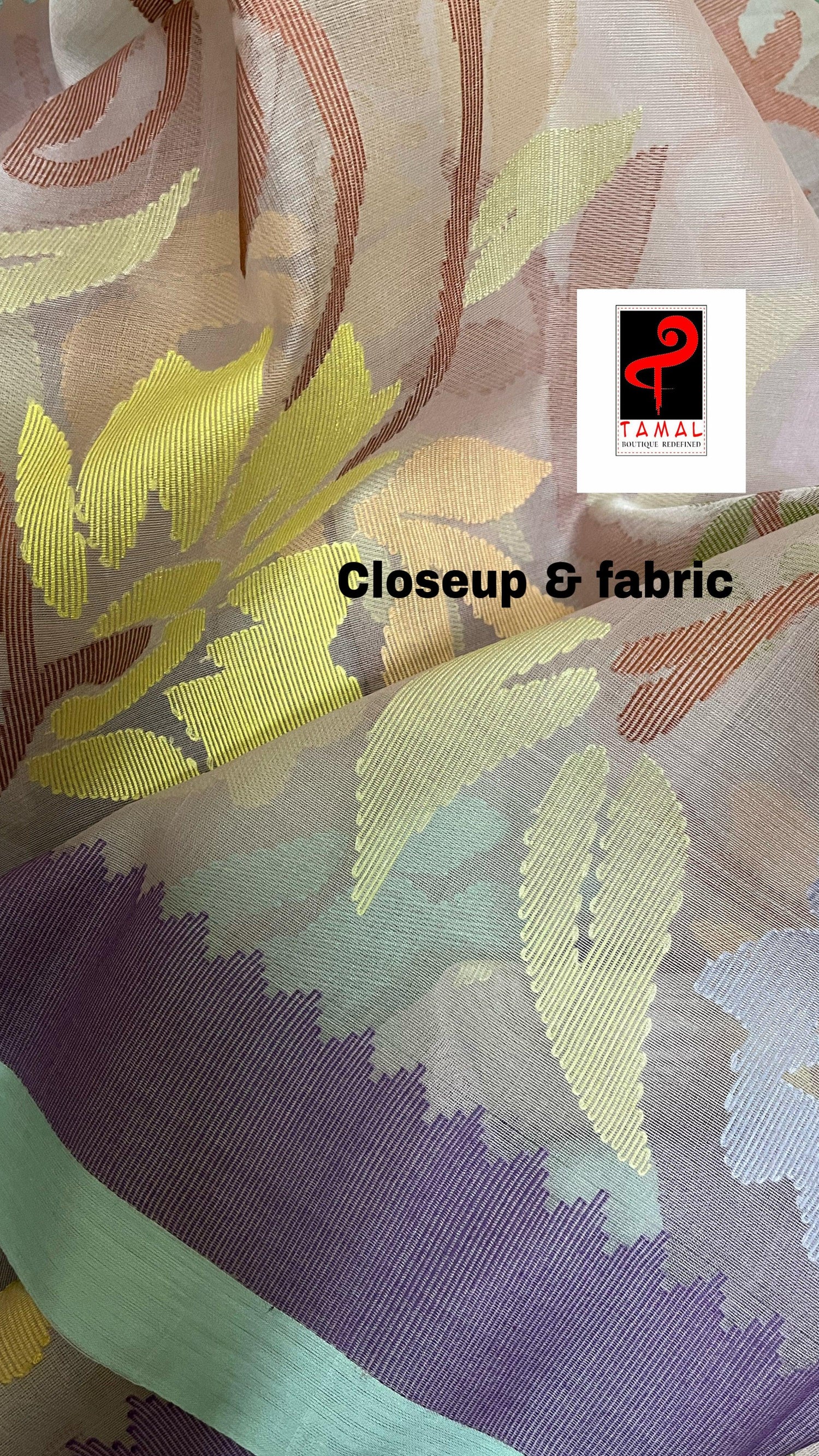 Light pink with multi colour allover floral handwoven jamadani saree in muslin silk - Tamal Boutique