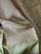 Light pista green with silver zari tissue banarasi silk saree - Tamal Boutique