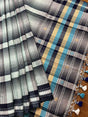 Light sea green with black stripe bhujoudi cotton saree - Tamal Boutique