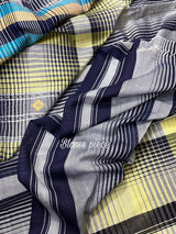 Light yellow with black checks bhujoudi design fulia cotton handloom saree - Tamal Boutique