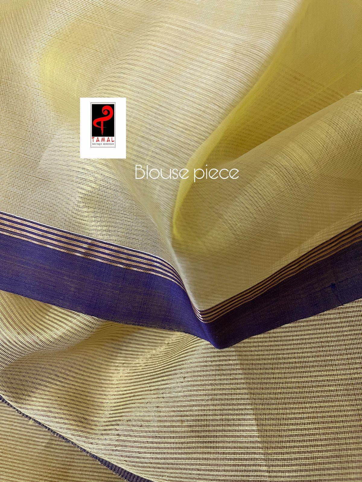 Light yellow with purple border allover seasonal floral handwoven jamdani saree in muslin silk - Tamal Boutique