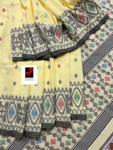 Light yellow with multicolour fulia cotton handloom jamdani saree - Tamal Boutique