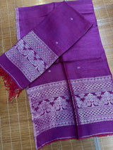 Magenta purple with silver zari work handloom Kurti & Dupatta set