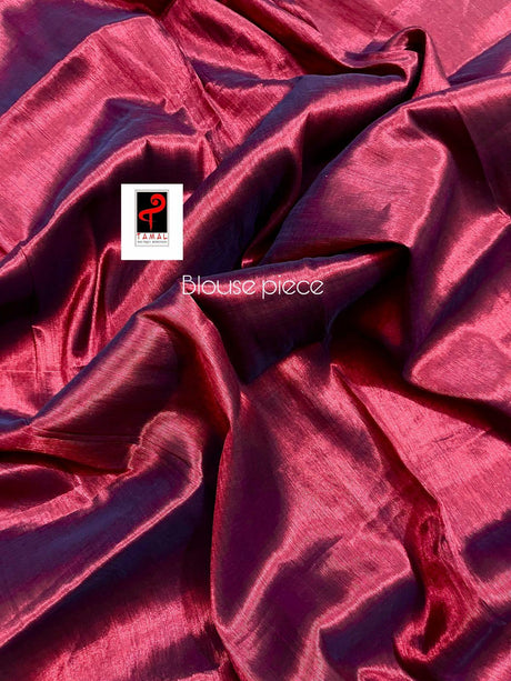 Maroon tissue handloom saree with blouse piece - Tamal Boutique