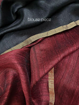 Maroon with golden zari matka silk handwoven jamdani saree - Tamal Boutique