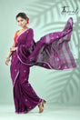 Meganta with white border pure cotton handwoven jamdani saree