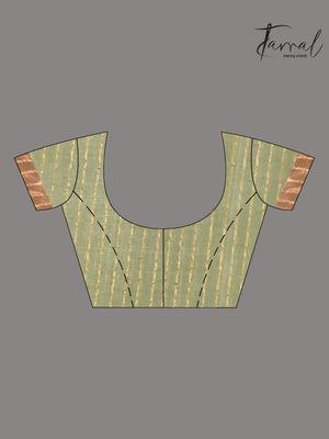 Moss Green Muslin Silk Handwoven Needle Work Jamdani Saree blouse
