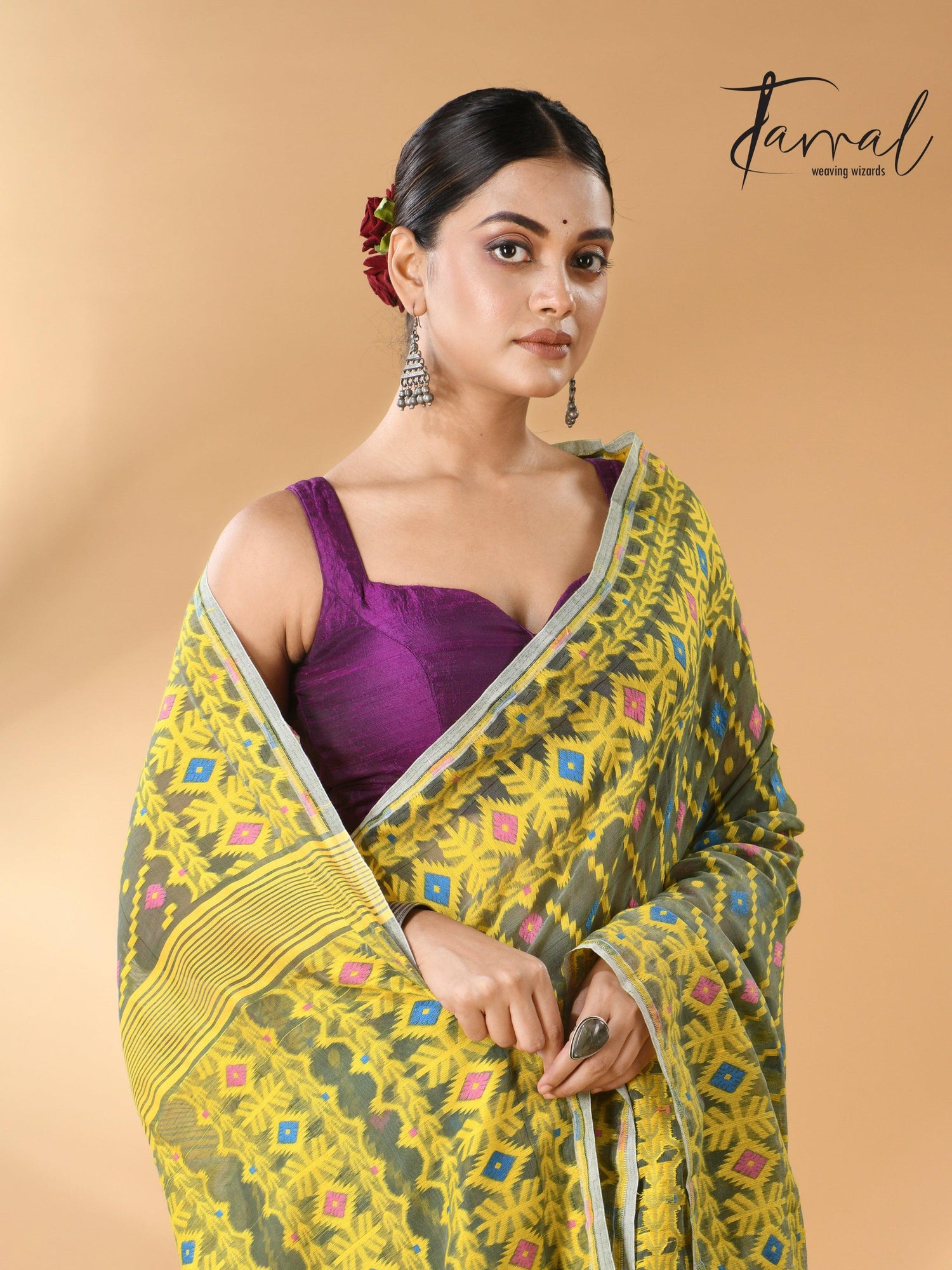 jamdani saree, jamdani, handloom, handwoven, saree, silk, dhakai, weaving, kolkatasaree, tamalboutique