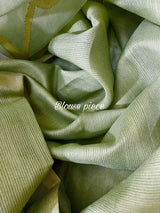 Moss green with allover floral handwoven muslin silk jamdani saree - Tamal Boutique