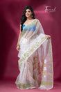 Off white muslin silk jacquard handloom soft dhakai jamdani saree1