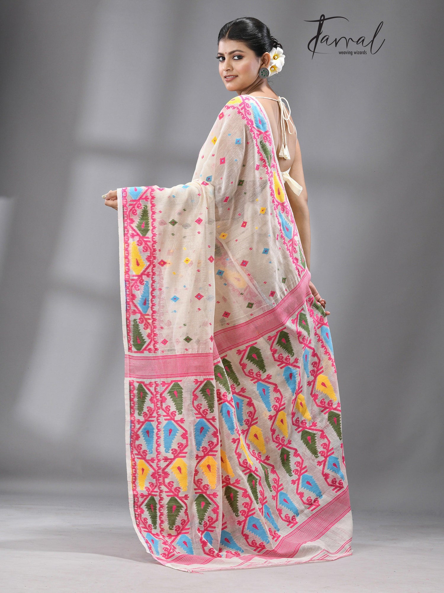 jamdani saree, jamdani, handloom, handwoven, saree, silk, dhakai, weaving, kolkatasaree, tamalboutique
