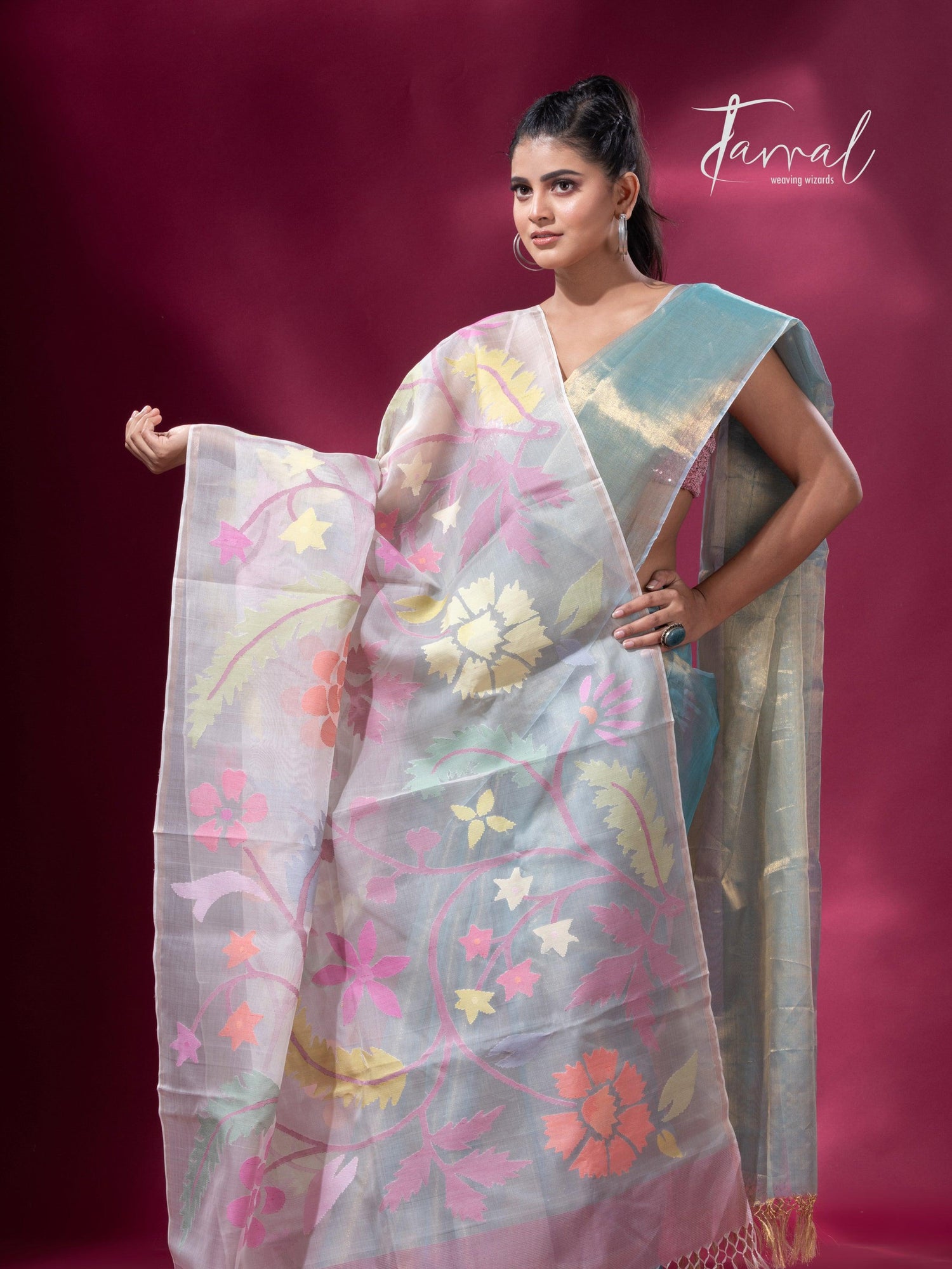 Offwhite Muslin Silk Handwoven Jamdani Dupatta Allover