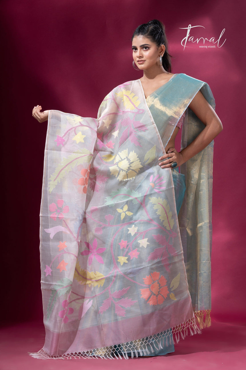 Offwhite Muslin Silk Handwoven Jamdani Dupatta Allover