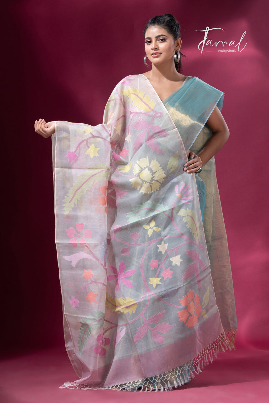 Offwhite Muslin Silk Handwoven Jamdani Dupatta Allover1
