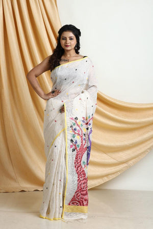 jamdani saree, jamdani, handloom, handwoven, saree, silk, dhakai, weaving, kolkatasaree, tamalboutique