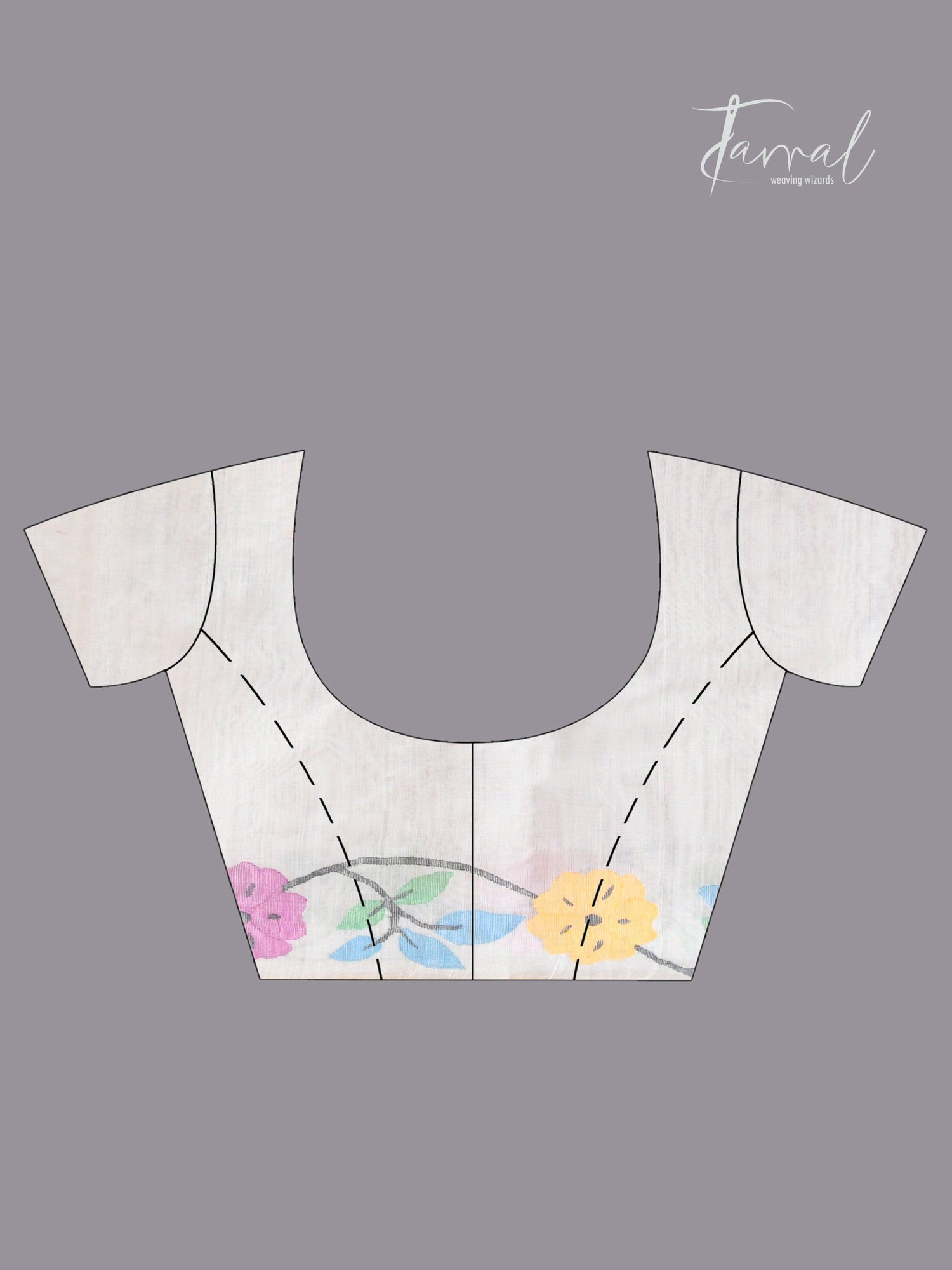 Offwhite floral elegance muslin silk handwoven jamdani saree blouse