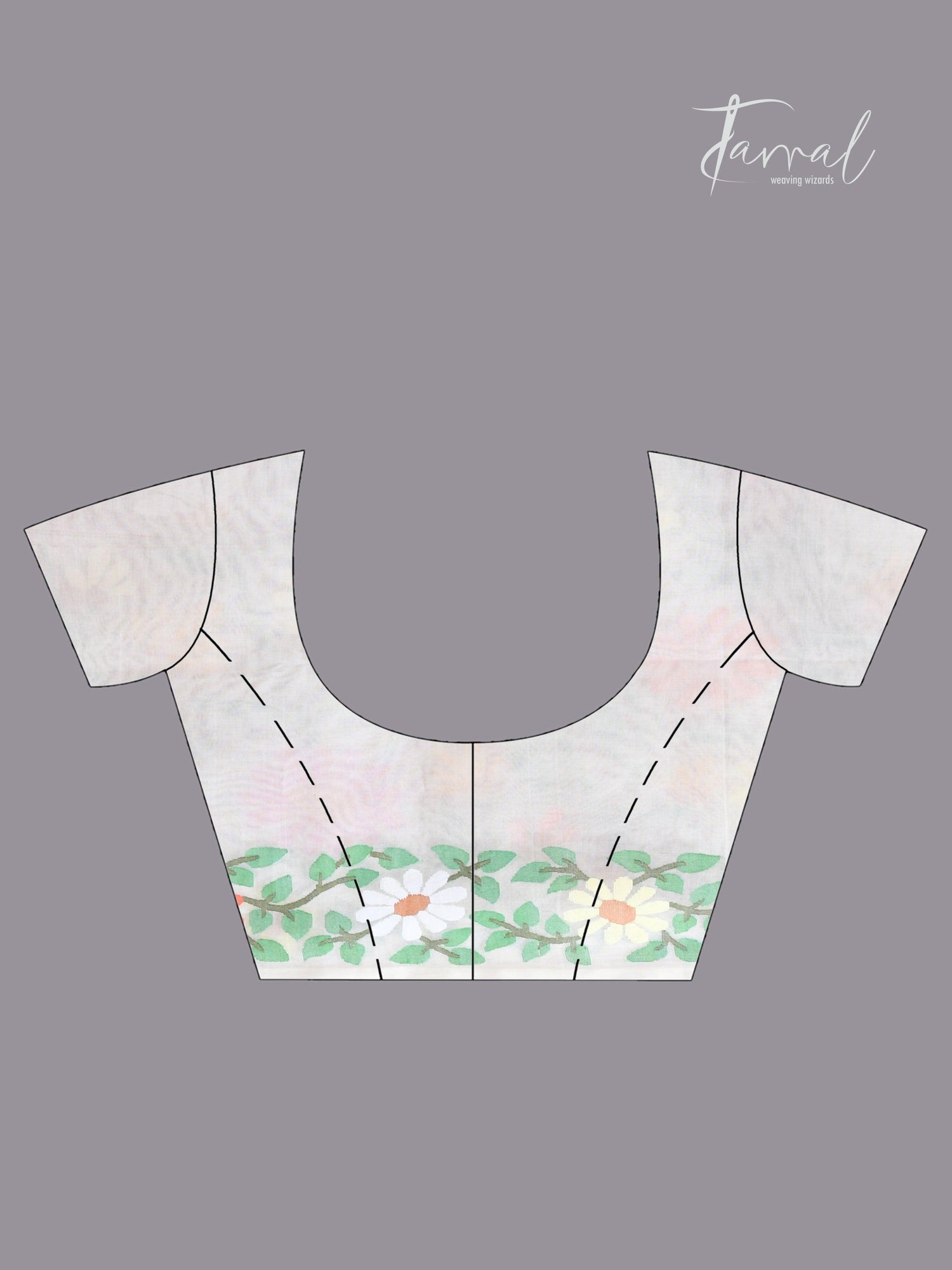 Offwhite with multicolour allover sunflower motifs muslin silk handwoven jamdani saree - Tamal Boutique