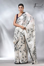 Offwhite with black allover cotton muslin handwoven jamdani saree