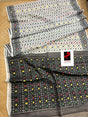 Offwhite with black & multi colour handloom soft dhakai jamdani saree - Tamal Boutique