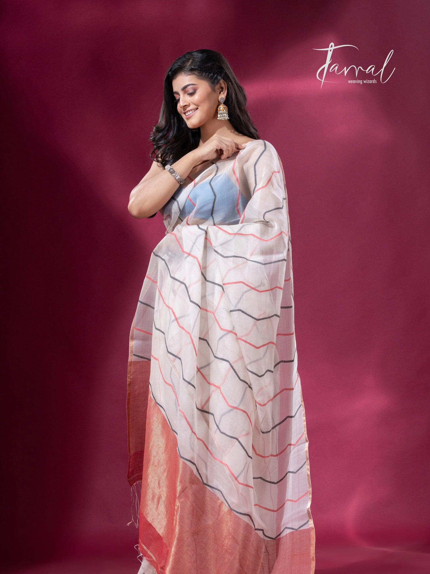 jamdani saree, jamdani, handloom, handwoven, saree, silk, dhakai, weaving, kolkatasaree, tamalboutique