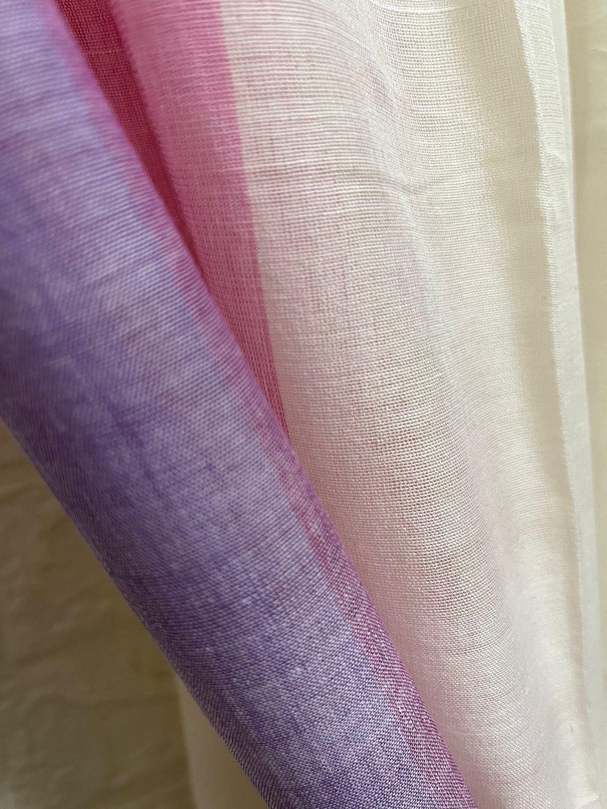 Offwhite with multi colour border mul cotton handloom saree