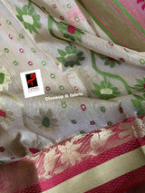 Offwhite with red & zari border cotton tusser tangail saree - Tamal Boutique