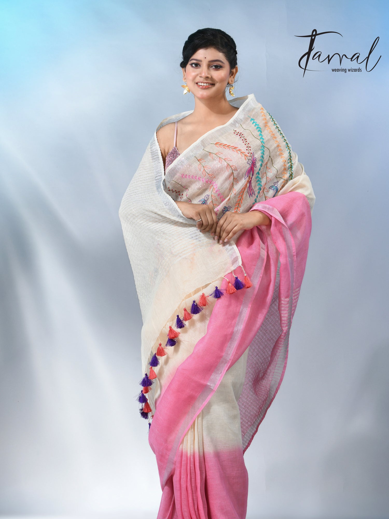 jamdani saree, jamdani, handloom, handwoven, saree, silk, dhakai, weaving, kolkatasaree, tamalboutique