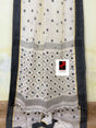 Offwhite with black border linen handwoven jamdani saree - Tamal Boutique