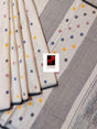 Offwhite with black border palka dot cotton handwoven jamdani saree - Tamal Boutique