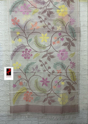 Offwhite Muslin Silk Handwoven Jamdani Dupatta Allover