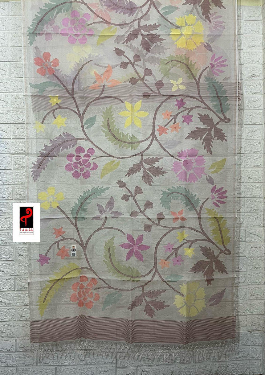 Offwhite Muslin Silk Handwoven Jamdani Dupatta Allover