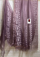 Onion pink with white dhakai muslin silk handwoven jamdani saree - Tamal Boutique