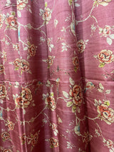 Onion pink with zari border cotton tussar painted handloom saree - Tamal Boutique