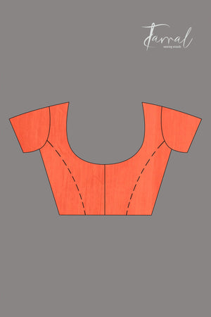 Orange organza silk Paithani Handwoven Jamdani saree blouse