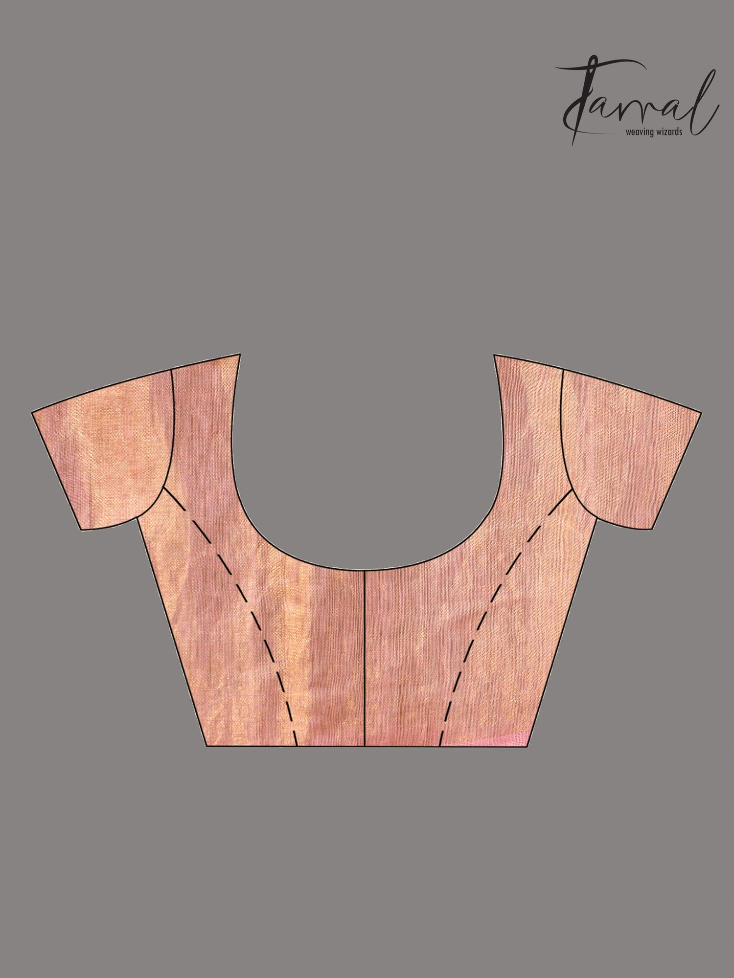 Peach with half golden zari border pure linen handloom saree