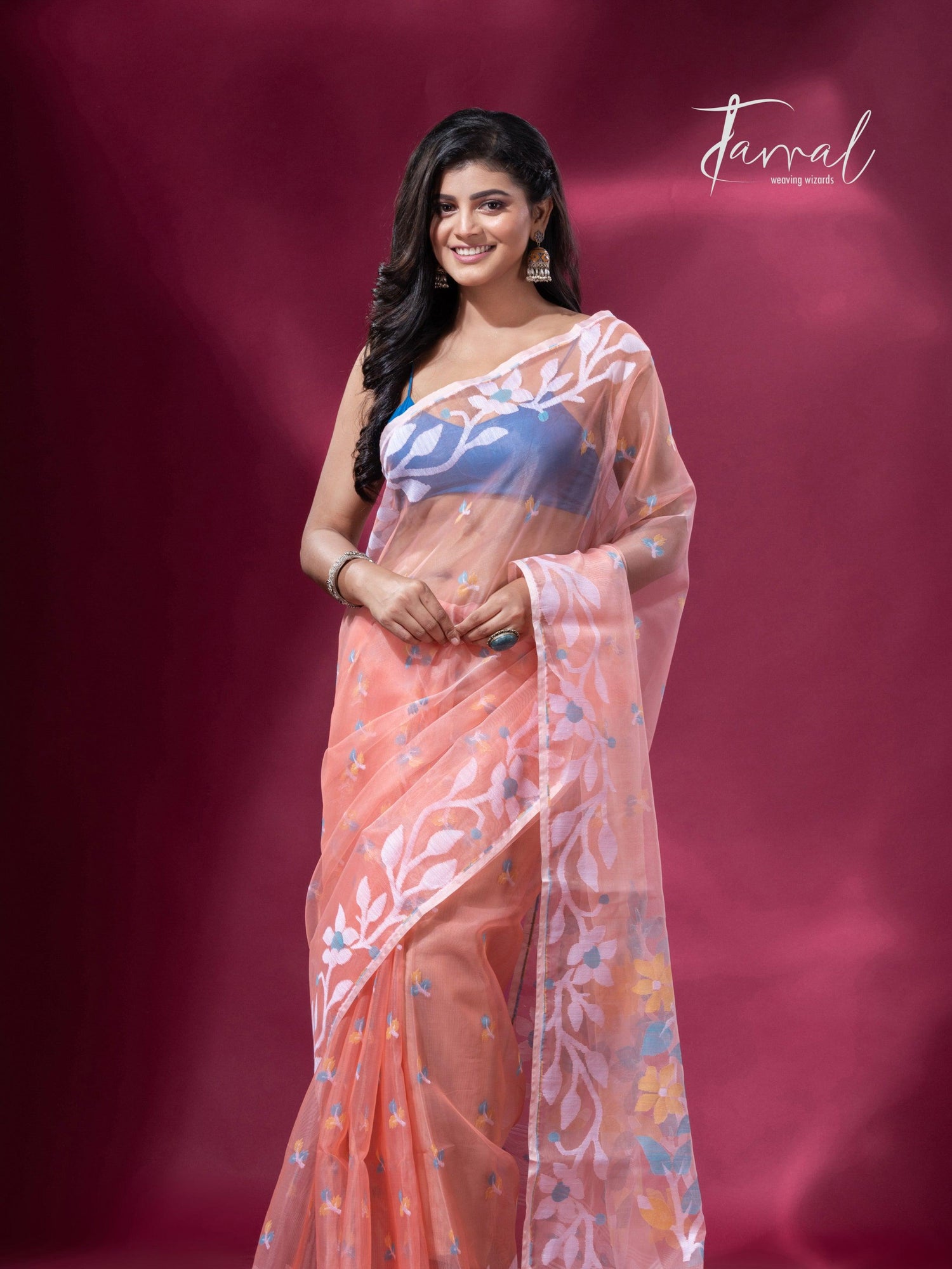 jamdani saree, jamdani, handloom, handwoven, saree, silk, dhakai, weaving, kolkatasaree, tamalboutique