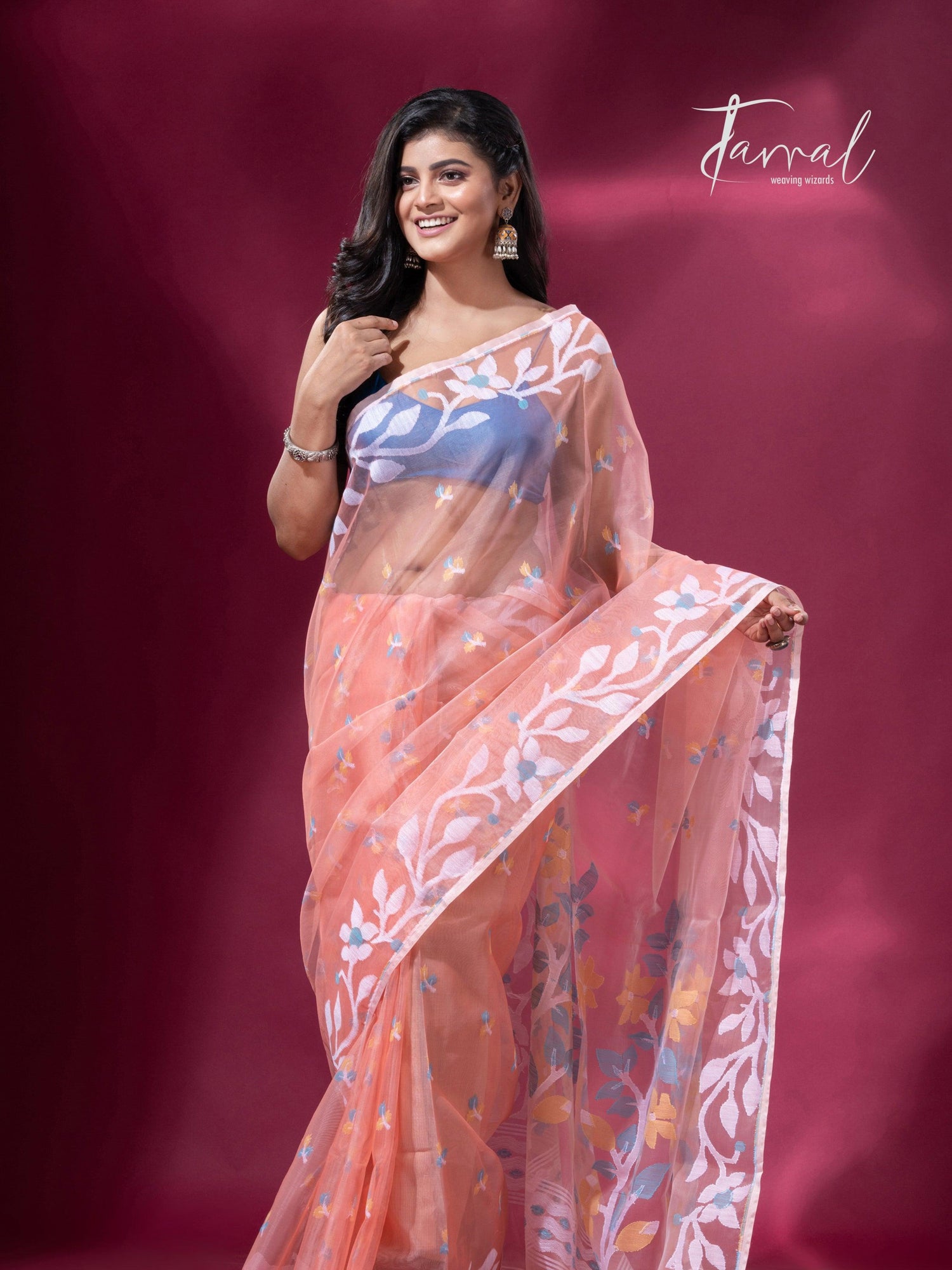 jamdani saree, jamdani, handloom, handwoven, saree, silk, dhakai, weaving, kolkatasaree, tamalboutique