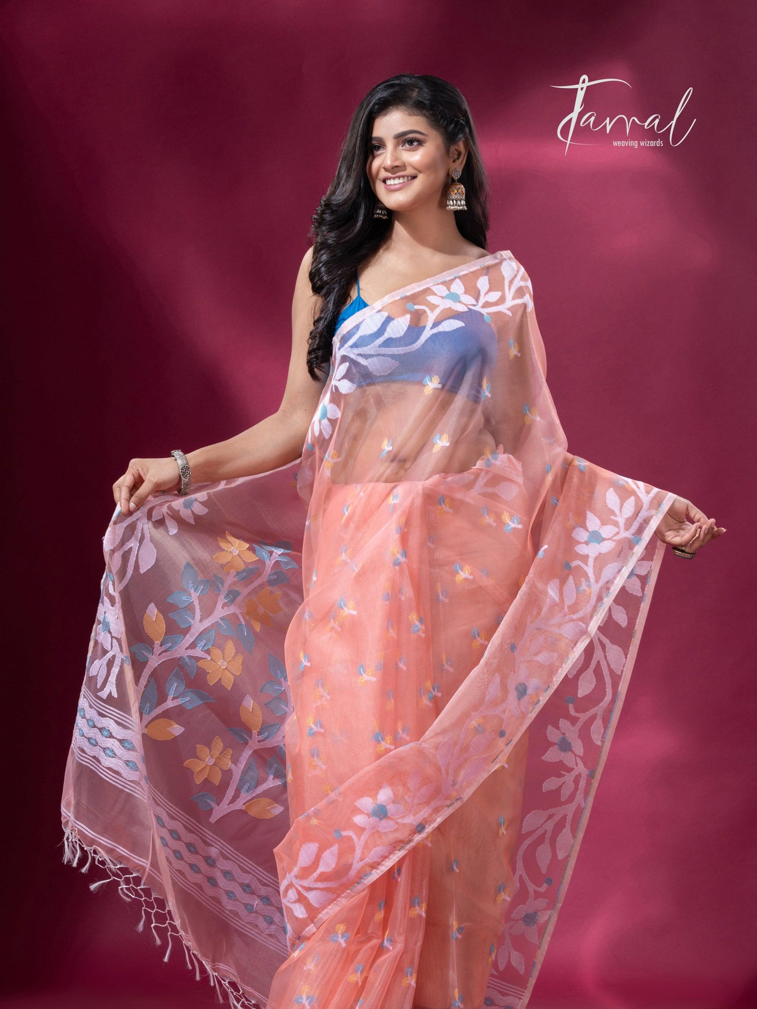 jamdani saree, jamdani, handloom, handwoven, saree, silk, dhakai, weaving, kolkatasaree, tamalboutique