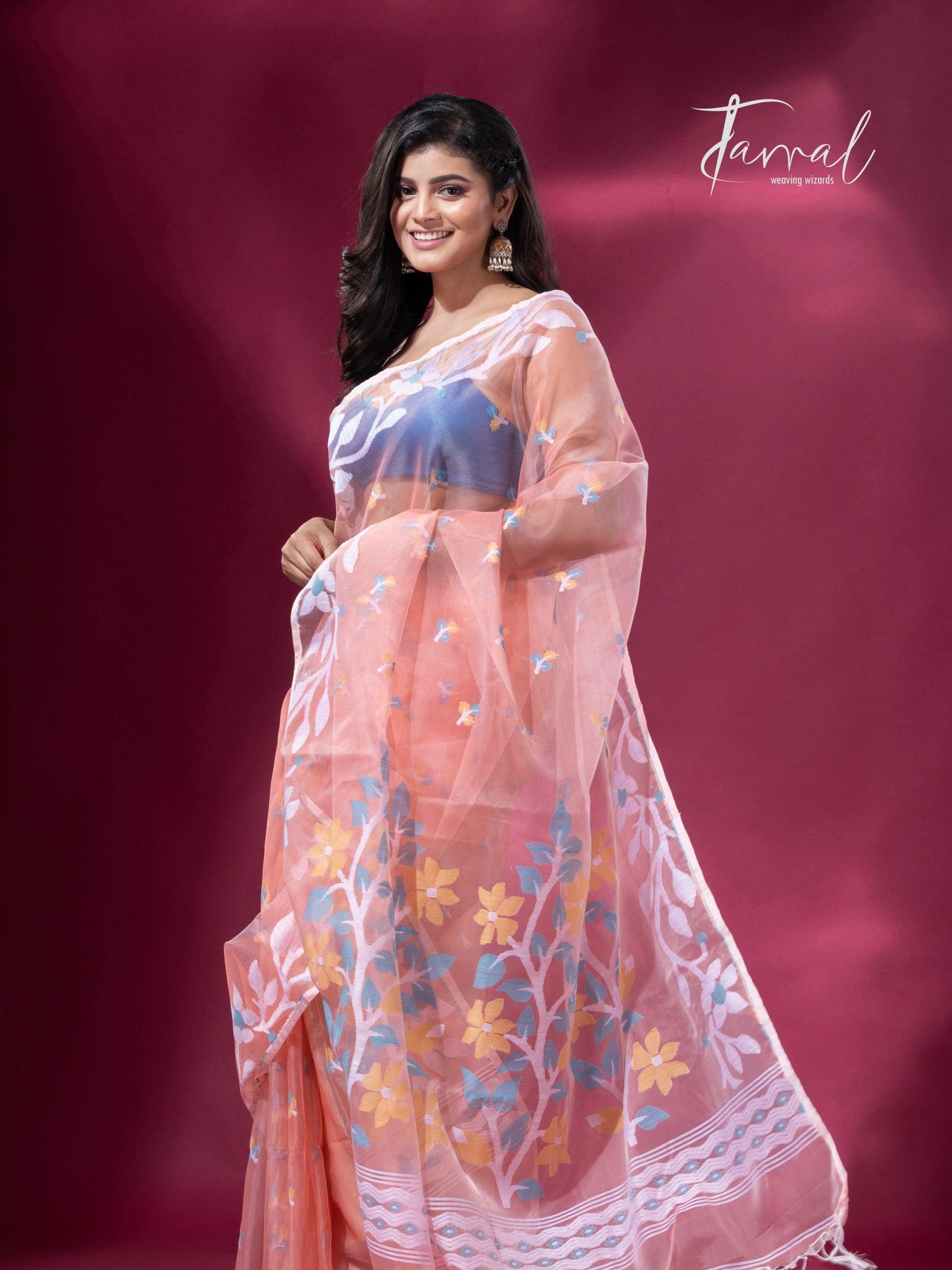 jamdani saree, jamdani, handloom, handwoven, saree, silk, dhakai, weaving, kolkatasaree, tamalboutique