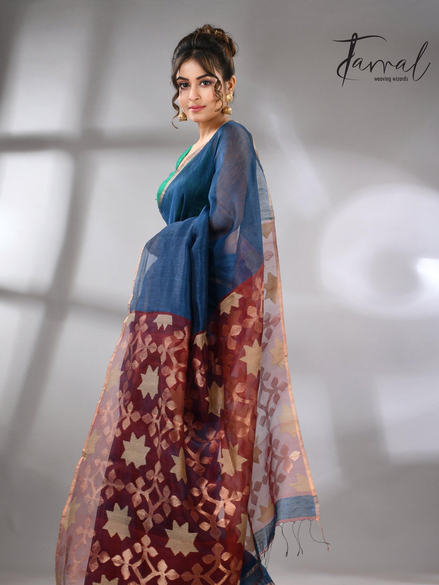 jamdani saree, jamdani, handloom, handwoven, saree, silk, dhakai, weaving, kolkatasaree, tamalboutique