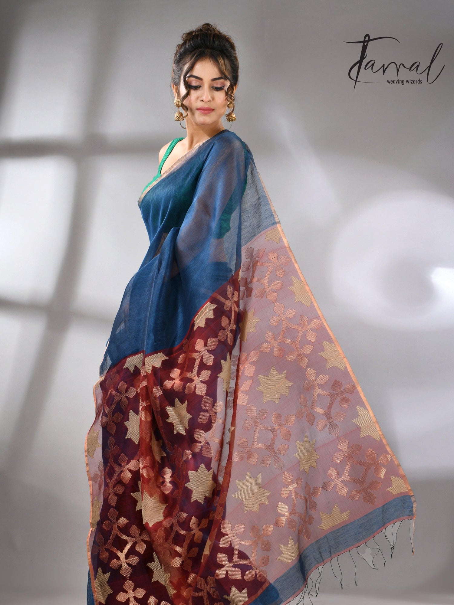 jamdani saree, jamdani, handloom, handwoven, saree, silk, dhakai, weaving, kolkatasaree, tamalboutique